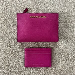 Michael Kors Pink Key and Card Holders Saffiano Leather